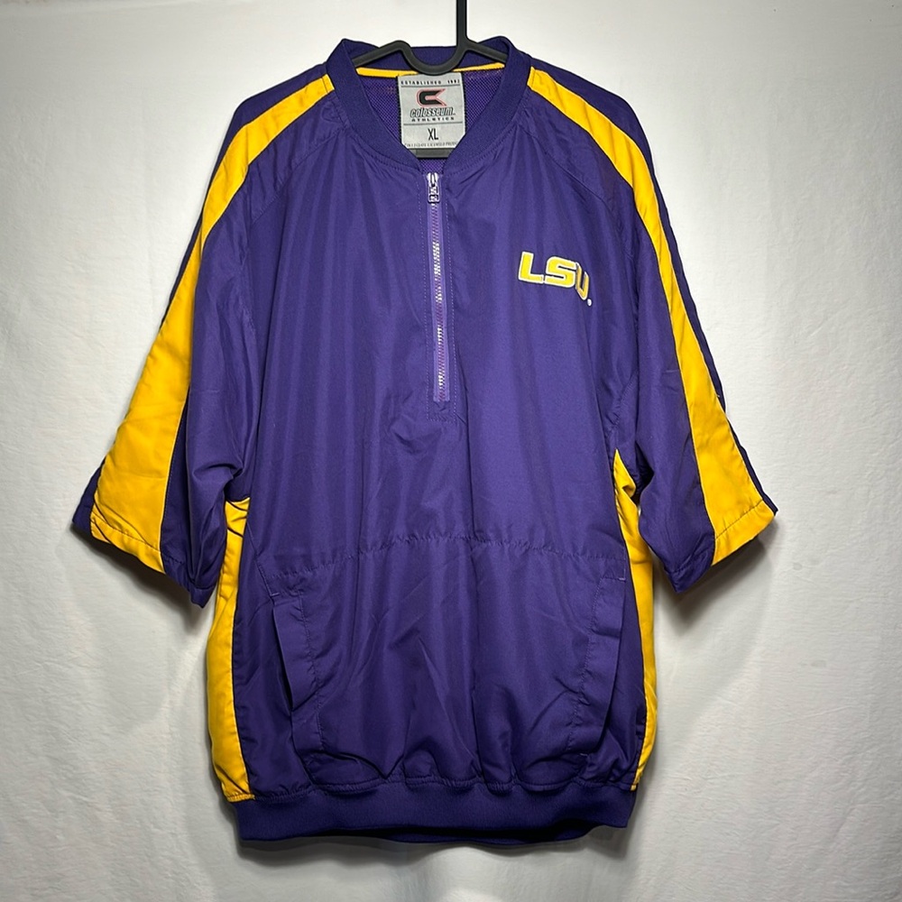 LSU TIGERS SHORT SLEEVE QUARTER ZIP PULLOVER WINDBREAKER - MENS SIZE XL